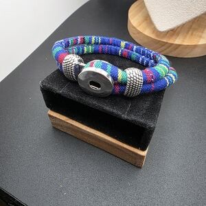 SNAP Bracelet Colorful Woven Bracelet with Silver Accents (1933B)